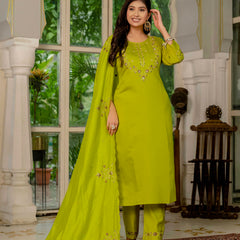 Elegant Straight Kurti Pant Dupatta Set