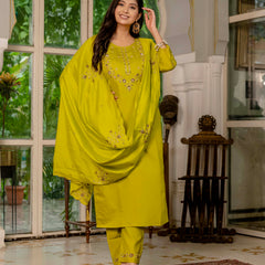 Elegant Straight Kurti Pant Dupatta Set