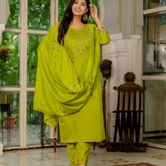 Elegant Straight Kurti Pant Dupatta Set