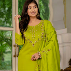 Elegant Straight Kurti Pant Dupatta Set
