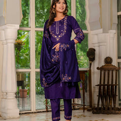 Elegant Straight Kurti Pant Dupatta Set
