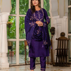 Elegant Straight Kurti Pant Dupatta Set