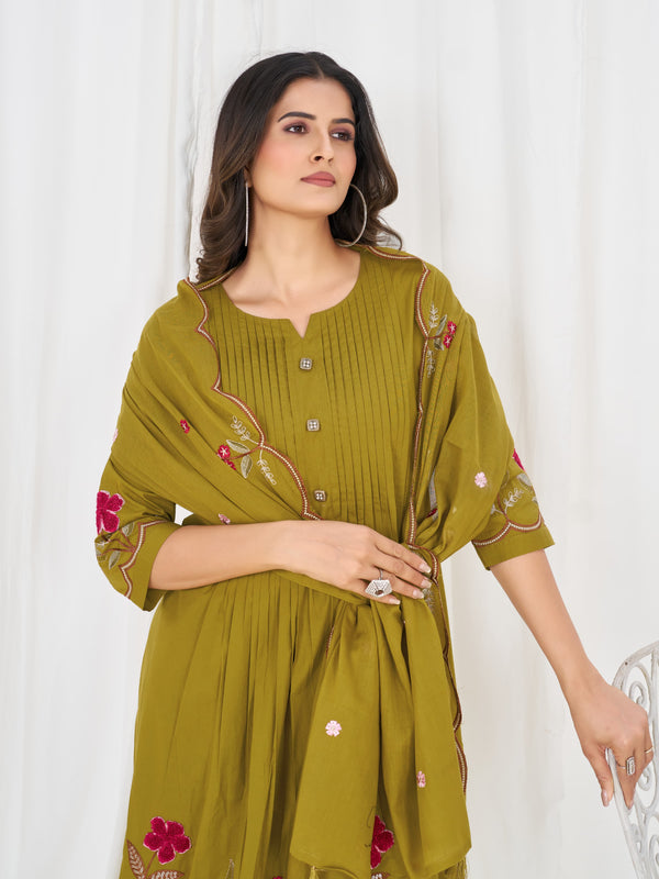 Anarkali Kurti Pant Dupatta Set