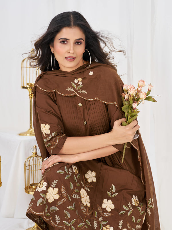 Anarkali Kurti Pant Dupatta Set