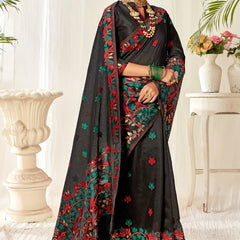 Tulip Linen Cotton Saree with Big Border Parrot & Flower Pallu