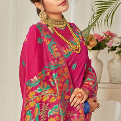 Tulip Linen Cotton Saree with Big Border Parrot & Flower Pallu