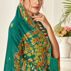 Tulip Linen Cotton Saree with Big Border Parrot & Flower Pallu