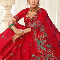 Tulip Linen Cotton Saree with Big Border Parrot & Flower Pallu