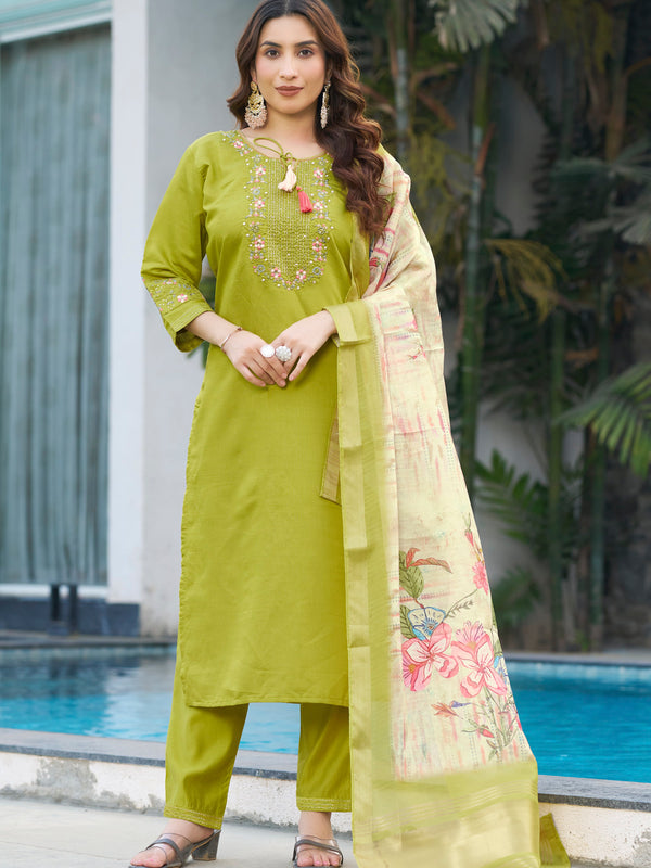 Elegant Straight Kurti Pant Dupatta Set